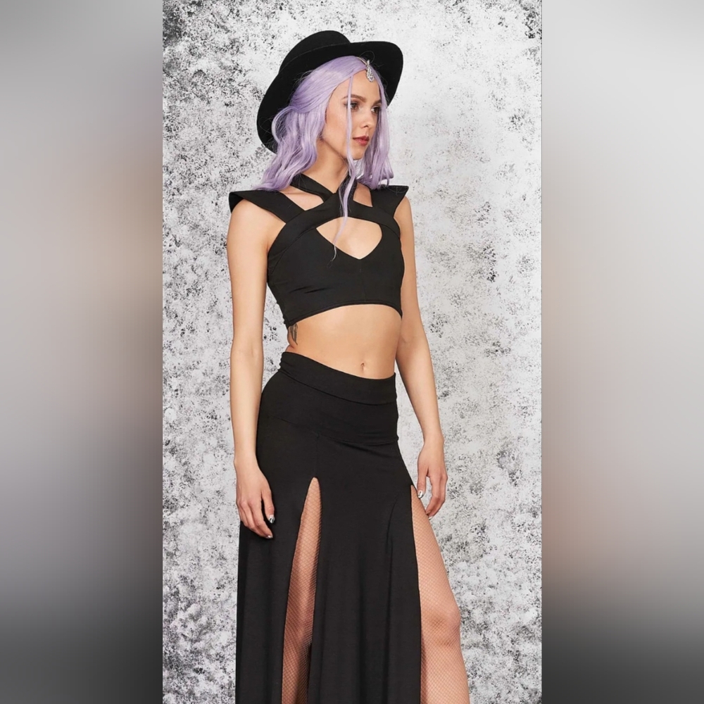 Small brand new gothic, futuristic black top